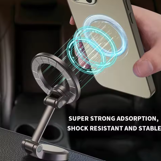 Alloy 360° Foldable Magnetic Phone Holder | Universal MagSafe Mount for Car, Home & Office