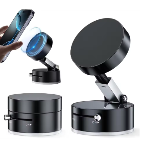 Vacuum Suction Magnetic Phone Holder, Upgrade Magnetic Suction Phone Mount Foldable & Retractable Vacuum Magnetic Phone Stand